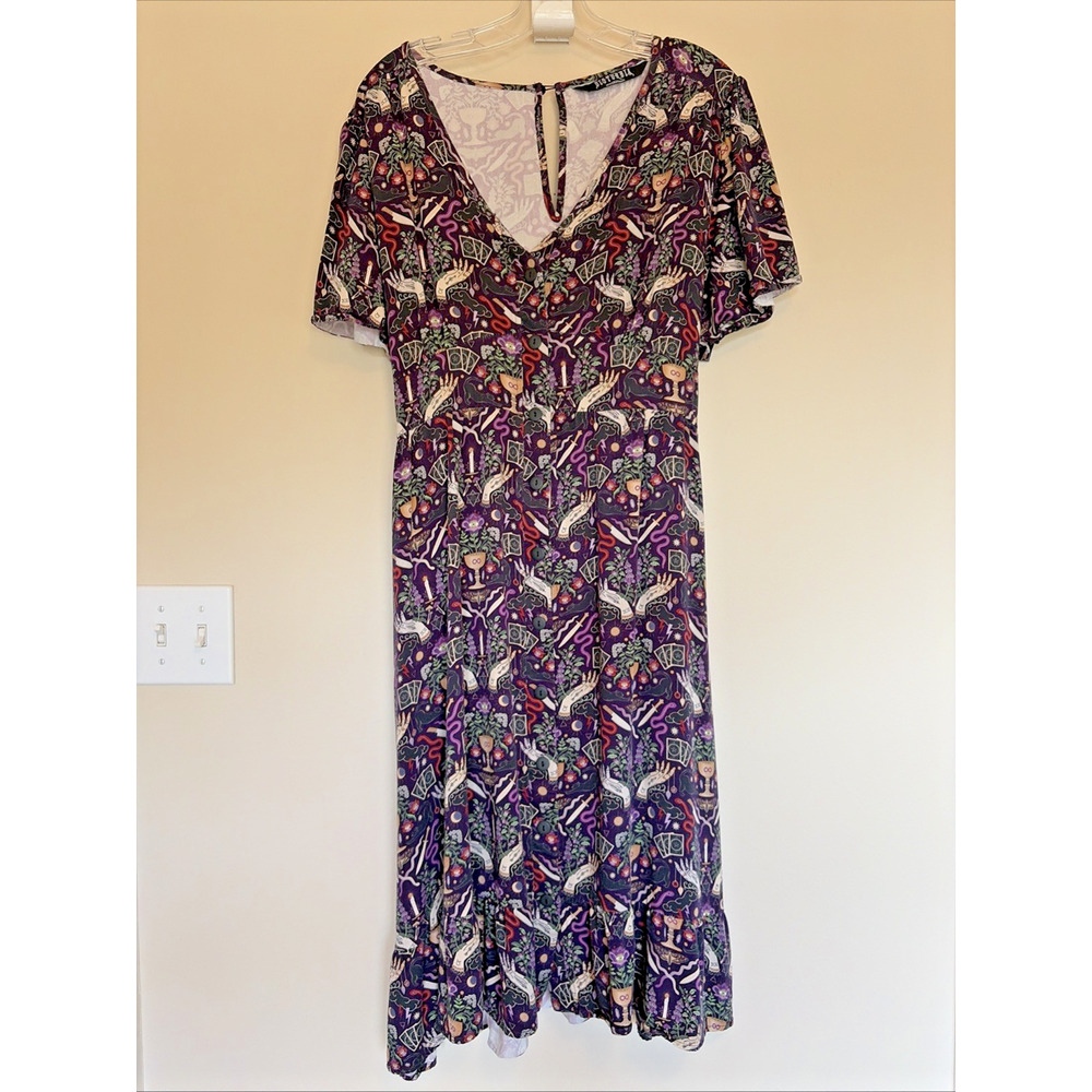 Disturbia Purple Floral & Abstract Midi Dress